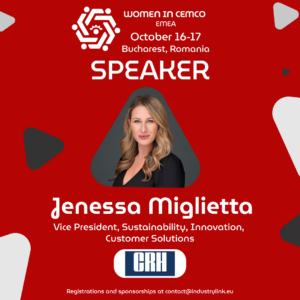 Jenessa Miglietta is the Vice President Sustainability, Innovation, Customer Solutions, Great Lakes Evergreen Chair, Great Lakes Division, CRH Americas Materials